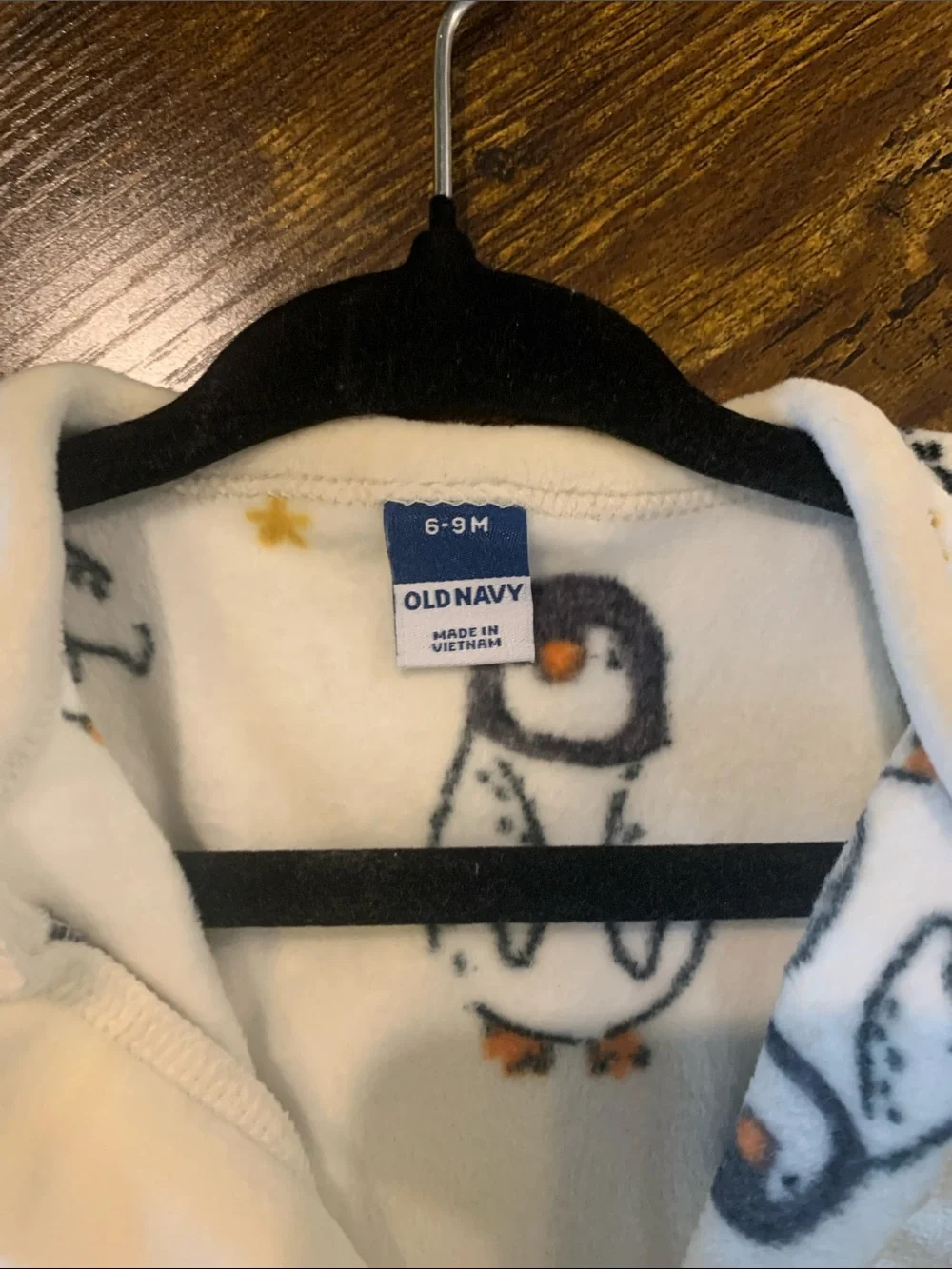 Old Navy Cream & Light Blue Footed One-Piece and Set with Penguins & Dogs